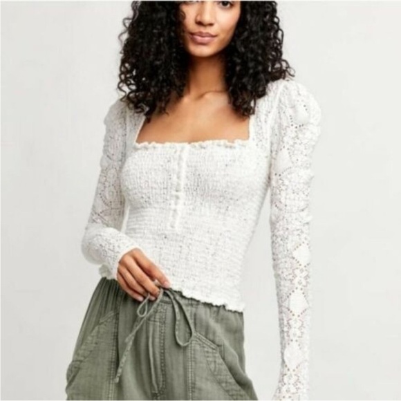 Free People Confection Top in English Cream - Picture 2 of 14